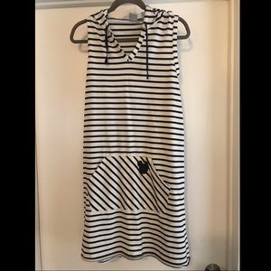 Navy and White Striped Swim Cover Up